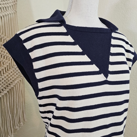 Current/Elliott Elsie Stripped Sweater Dress Navy & Ivory! Size 1. - Picture 6 of 12